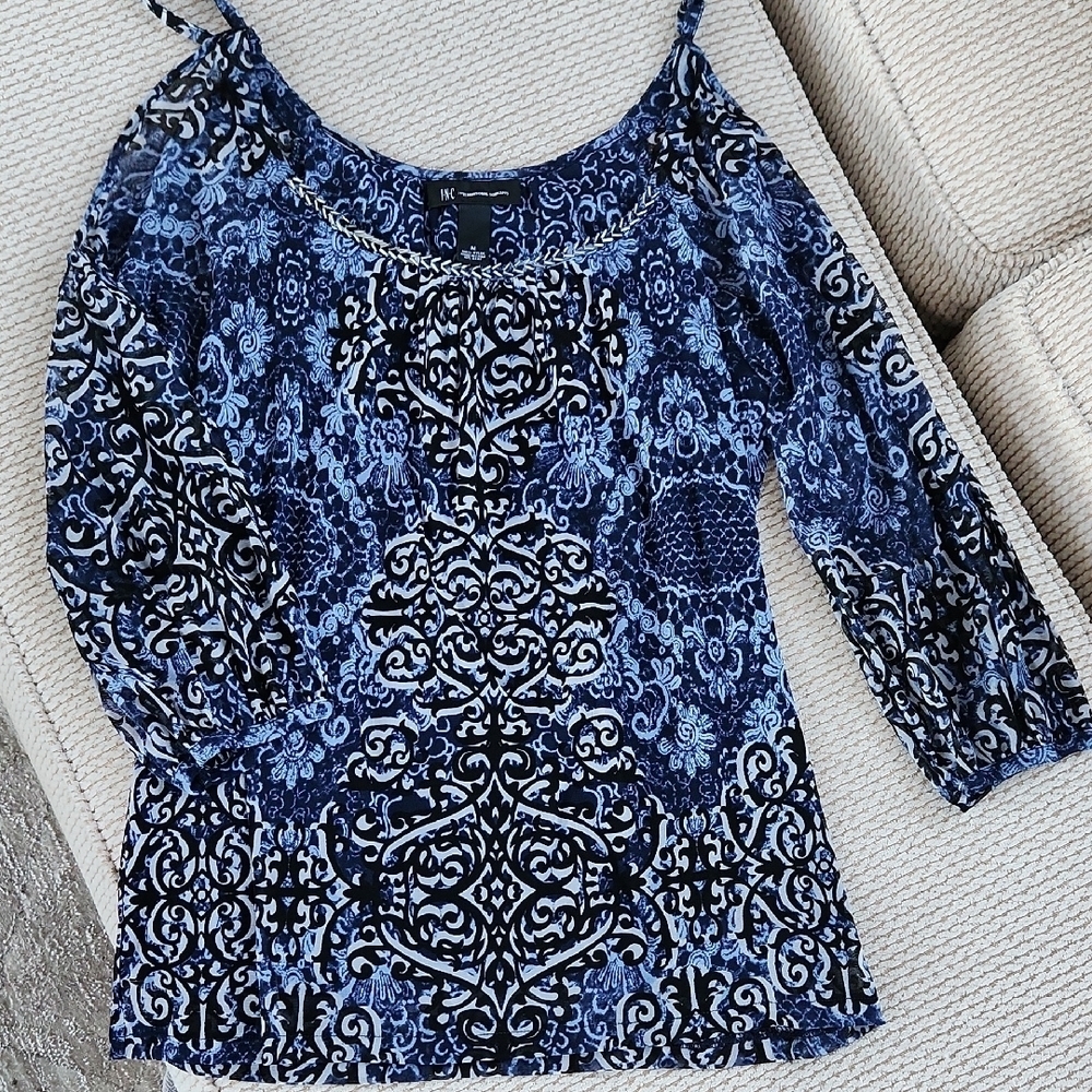 INC Medium Open Shoulder Top With 3/4 Sleeves, Like New